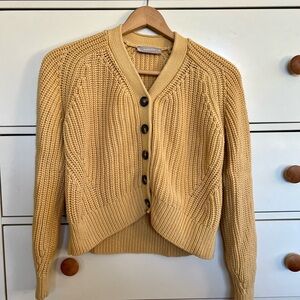 Everlane Butter Yellow Cropped Button-Up Cardigan Sweater XS